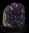 Dark Purple Amethyst Cluster On Wood Base #37701-1